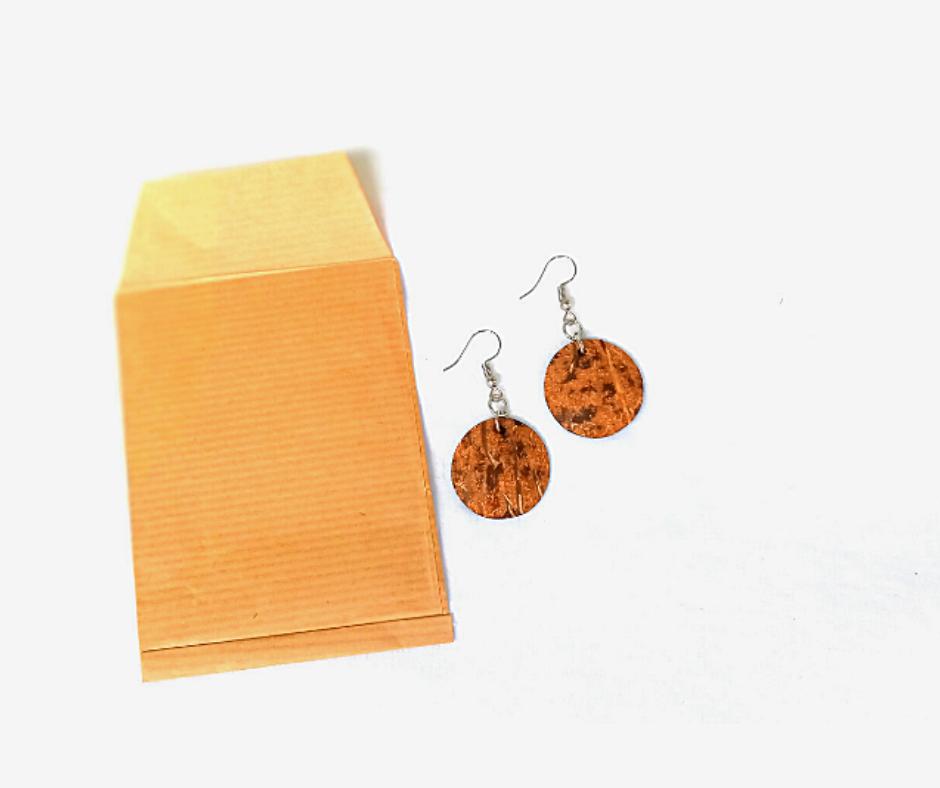 Boucles d'oreilles en noix de coco semi poli