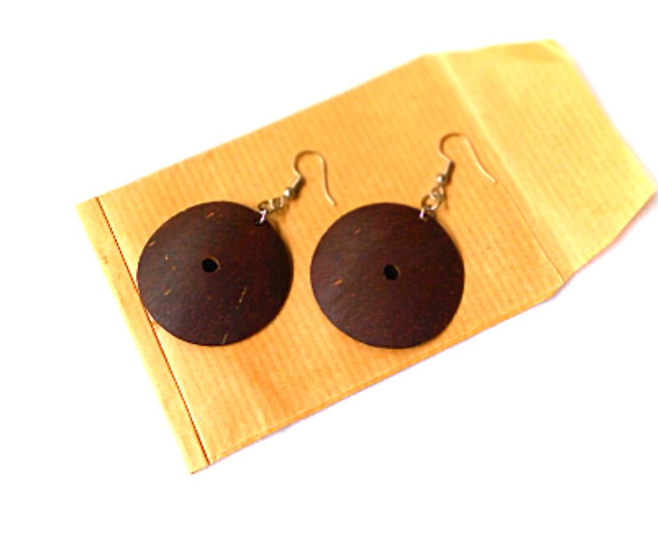 Boucles d'oreilles en noix de coco poli